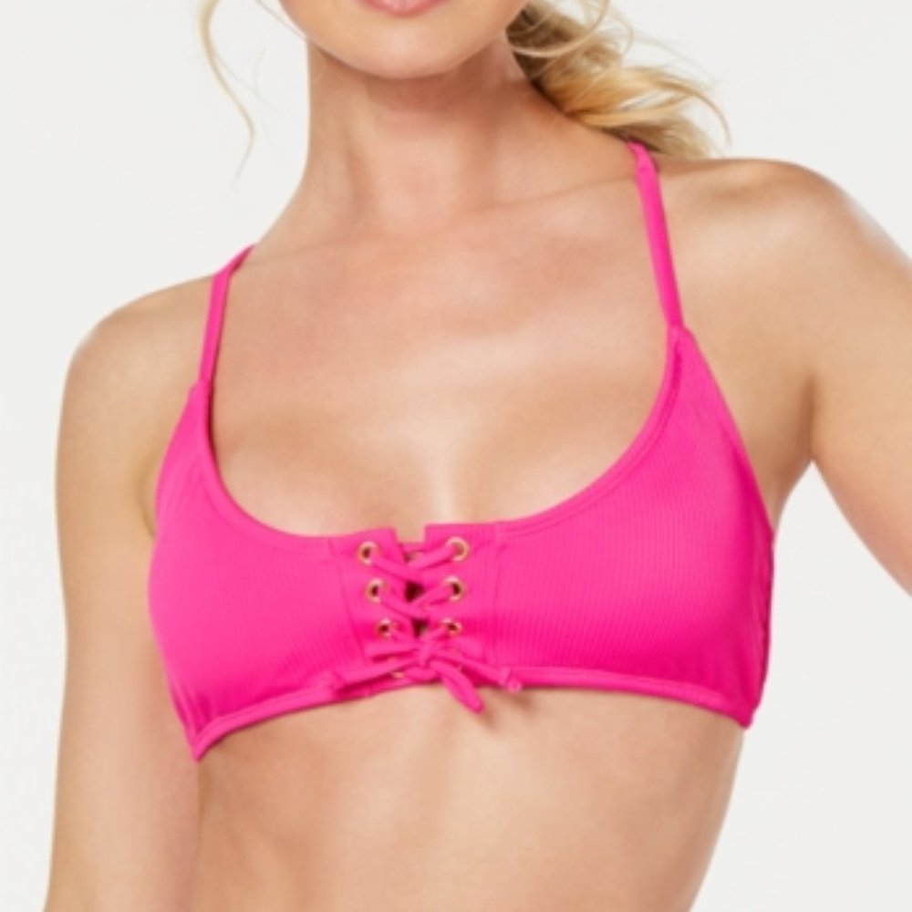 California Waves Ribbed Cross-Back Bikini Top